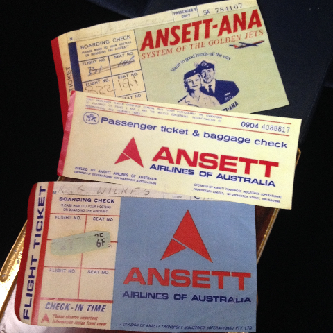 AIRLINE TICKET, Ansett 1970s